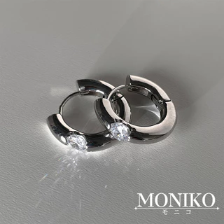 MONIKO ต่างหูโลหะ ประดับเพทาย ขนาดเล็ก สวยหรู สําหรับผู้หญิง