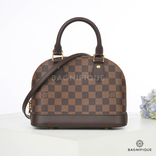 NEW LOUIS VUITTON ALMA PM EBENE DAMIER CANVAS GHW MICROCHIP