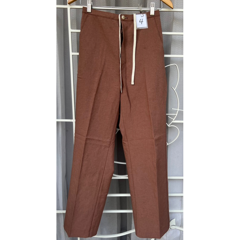 Uniqlo U Pants กางเกงทำงานผู้หญิง เอวสูงยืดสม๊อคหลัง มีเชือกผูก สีพาสเทล 🔺เอว 26-28”(M 63-69/88-94cm