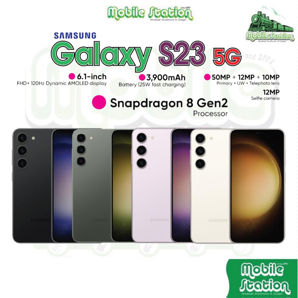 [Hot] Samsung Galaxy S23 5G  6.1" Flat FHD+ Snapdragon8 Gen2 แบตเตอรี่ 3900 mAh ชาร์จไวมีสาย 25W Mobilestation