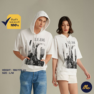 Mc Jeans เสื้อกันหนาว สเวตเตอร์ มีฮู้ด Unisex สีขาว MSWP006