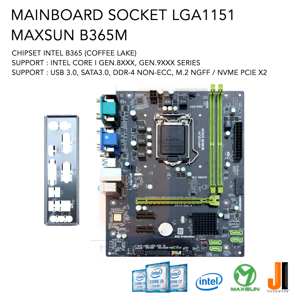 Mainboard Maxsun B365M LGA1151 รองรับ Core i Gen.8XXX และ Gen.9XXX (มือสองสภาพดีมีการรับประกัน)