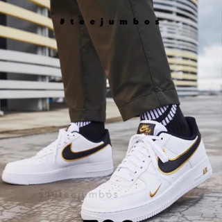 รองเท้า NIKE AIR FORCE 1 LOW 07 LV8 Double Swoosh White Metallic Gold 🐲⚠️ สินค้าพร้อมกล่อง รองเท้าสีขาว