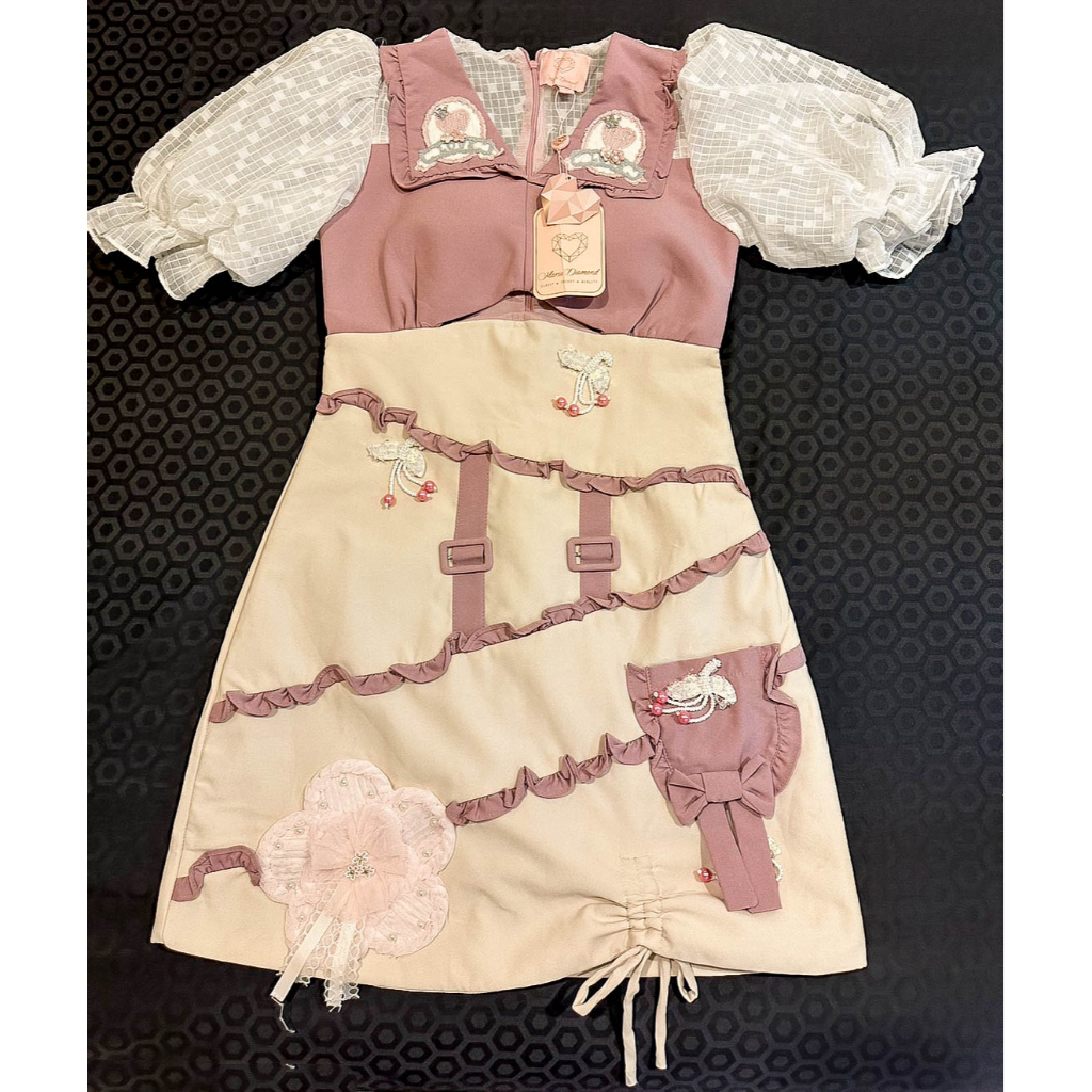 (มือหนึ่งป้ายห้อย)ชุดเดรสชมพู ป้าย maria dimond ไซต์ S