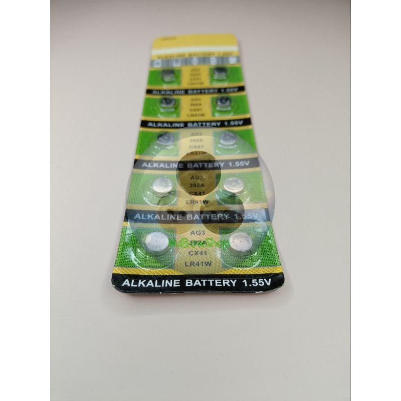 ถ่านกระดุม ถ่านลิเธียม AG3  392A  CX641 LR41W 1แผง10เม็ด