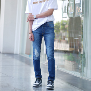 Slim Fit Jeans กางเกงยีนส์ทรงเดฟ กึ่งกระบอกเล็ก ปะชุน No.DS07/6