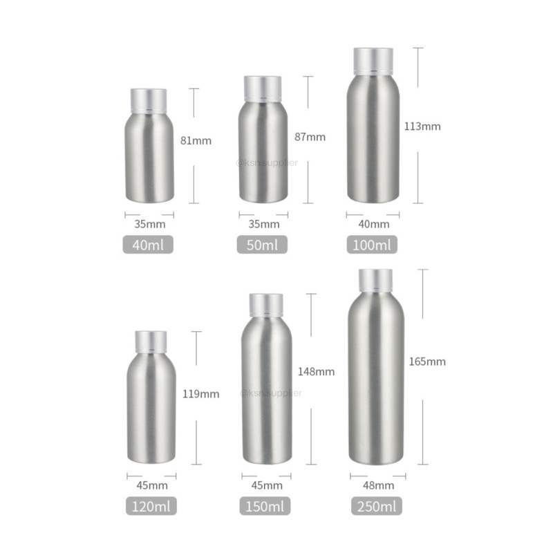 ขวดอลูมิเนียม R24 ฝาอลู/เกลียว/เรียบ 50/100/120/150/250ml