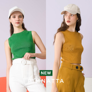 Pimnatta Molly Top (สินค้าพร้อมส่ง🛒) เสื้อครอปผ้า Knitwear แขนกุด แบรนด์ IG เนื้อผ้ากระชับใส่แล้วทรงสวยหุ่นเป๊ะสุดๆ