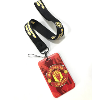 MAN U ที่ใส่บัตร ซองใส่บัตร ที่ใส่บัตร พร้อมสายคล้องคอ(2.5cm) ลาย แมน ยูไนเต็ด แดง สายดำ สำหรับบัตร 5.5x8.5cm  798 SHOP