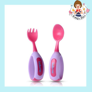 Kidsme Toddler Spoon and Fork Set เซ็ทช้อนส้อมสำหรับเด็กหัดใช้ สีชมพู