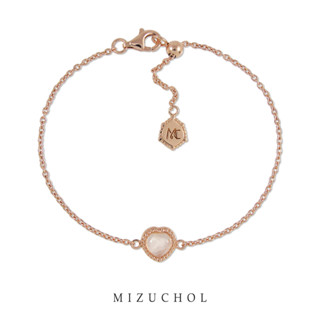 Mizuchol- กำไล Darling in Pink Bracelet เงินแท้ชุบ Rose Gold ประดับพลอย พลอย Rose Quartz