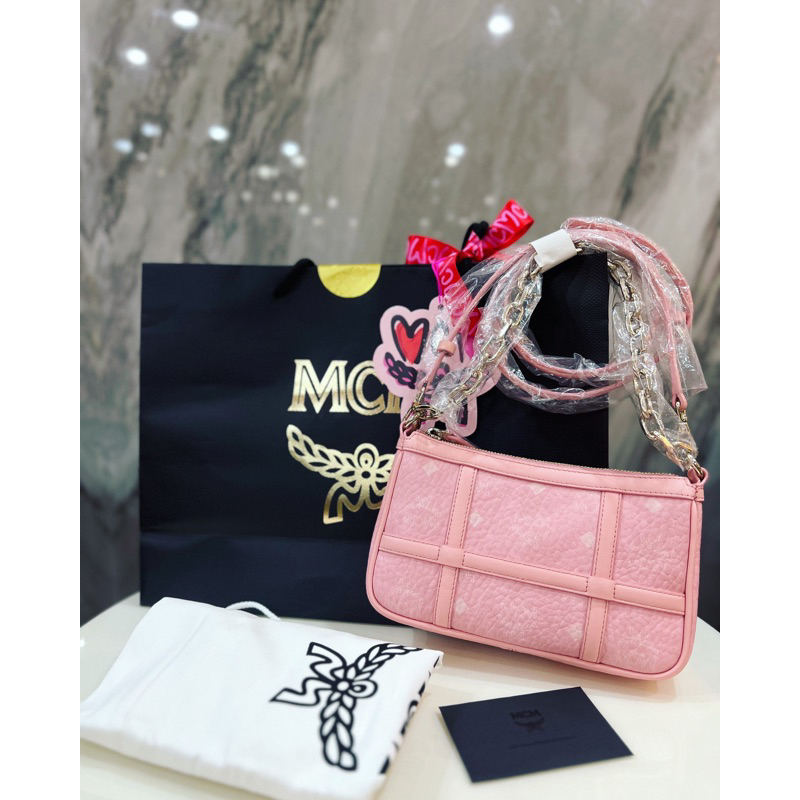 🔥New🔥MCM Delmy shoulder bag in blossom pink visetos แท้💯‼️Fullset Y.23‼️Shopไทย (Shop22,900)