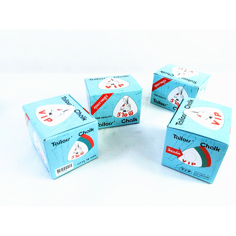 ** ราคายกกล่อง 12 ชิ้น ** คละสี ชอล์ก ชอล์กขีดผ้า (ยกกล่อง) ชอล์กขีดผ้า ตรากระต่าย VIP