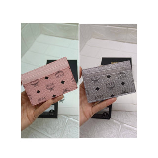 พร้อมส่ง 🔥Sale 3299🔥 ที่ใส่บัตร MCM Calfskin Visetos Mini Card Case Silver