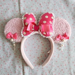 ที่คาดผม มินนี่ Minnie Headband) โบว์สีชมพู ลายจุด ห้อยตุ้งติ้ง Tokyo Disney Resort ของแท้