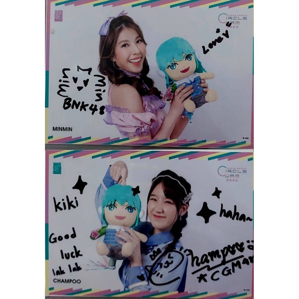 ส่งฟรี - รูป SSR มินมิน กับ แชมพู BNK48 CGM48 AKB48  CIRCLE JAM 2023 ลายเซ็นจริง