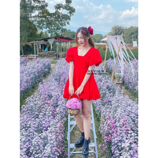 เดรสฟักทองแขนบอลลูน งานป้าย Rainbow  (FT03)🌈