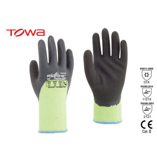 ถุงมือถักเคลือบยางธรรมชาติ TOWA™ รุ่น PowerGrab® Thermo 3/4 (Yellow) 346