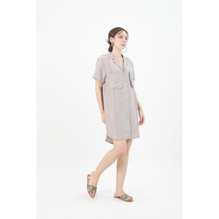 QueenCows ชุดให้นม Peller Linen Dress Shirt (Dove Gray)