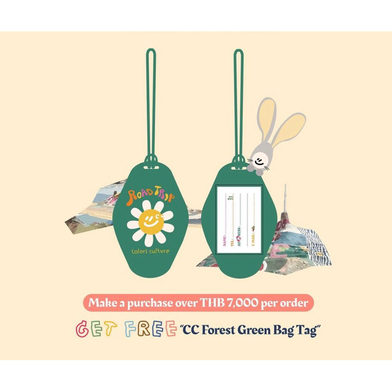 CC forest green bag tag สายห้องกระเป๋า colors culture