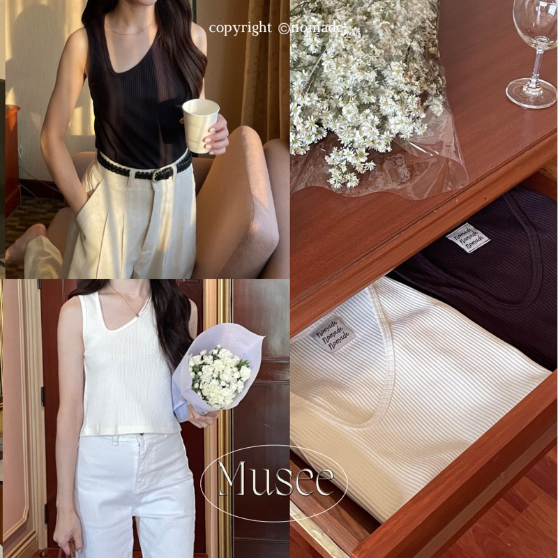 Nomade&. พร้อมส่ง Musee' crop top. เสื้อครอปผ้าริบ