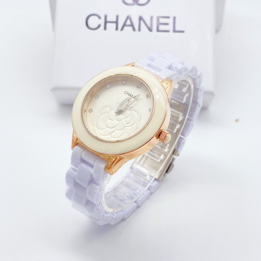 นาฬิกา ข้อมือผู้หญิง แบรนด์หรู ชาเนล สายดีไซน์ใหม่ สุดเก๋ ขนาดหน้าปัด 34mm พร้อมกล่องในภาพ