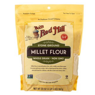 Bobs Red Mill Millet Flour Stone Ground Whole Grain 567g.บ็อบส์ เรดมิลล์ แป้งข้าวฟ่าง อาหาร วัตถุดิบ แป้งทำขนม