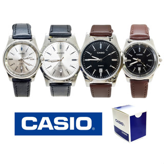 นาฬิกาข้อมือcasio สายหนังสีน้ำตาล/ดำ มีวันที่ นาฬิกาcasioผู้หญิงและผู้ชาย นาฬิกาคู่รัก คาสิโอ้สายหนัง RC640