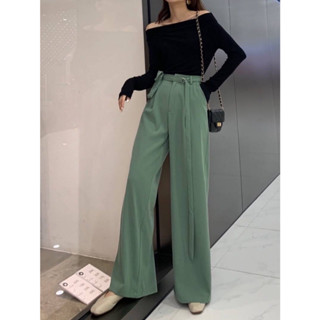 กางเกงขายาวเอวสูงเข็มขัดกระเป๋า POCKET BELTED WIDE LEG PANTS