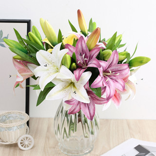 [NE] 1Pc Artificial Flower Artificial Lily Bouquet Fake Flower Decorative