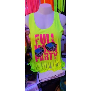 เสื้อกล้ามนีออน Fullmoon party หญิง(เรืองแสงในไฟแบลคไ