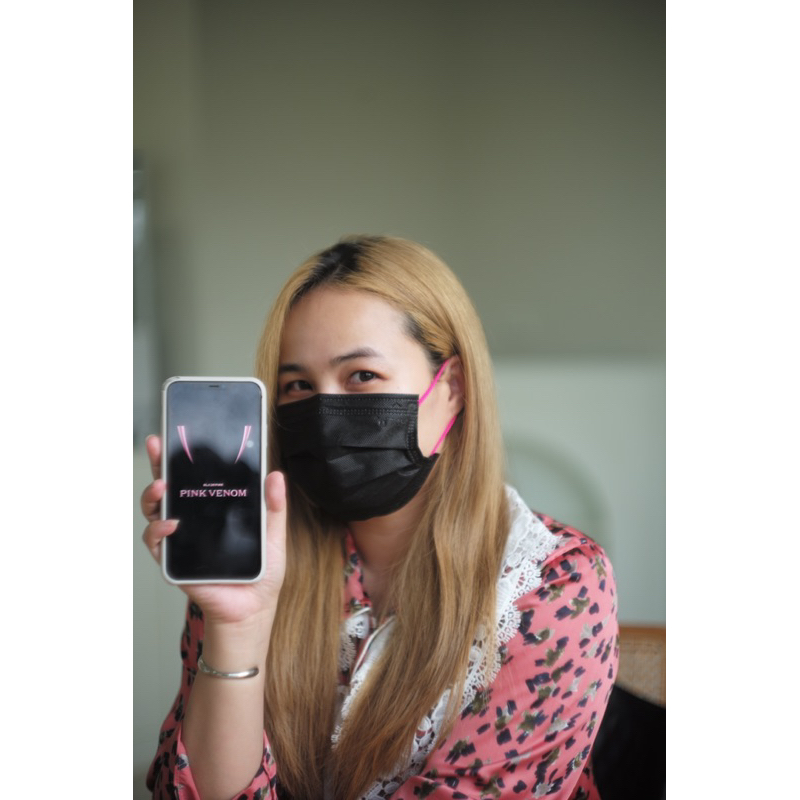 ^•^TCH x BlackPink หน้ากากอนามัยทางการแพทย์ จำนวน10ชิ้น/กล่อง สีดำหูชมพู