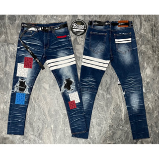 **ส่งฟรี**✅พร้อมส่ง ของแท้ล้าน%✅ Hold’em Multicolor H8 Casino Monogram Patch Washed denim jeans 🟥⬜️🟦