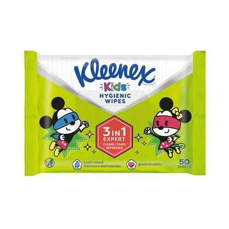 ผ้าเช็ดทำความสะอาด KLEENEX ANTI BAC แพ็ค 50 แผ่น กระดาษทิชชู่ ทิชชู่เปียก กระดาษเปียก