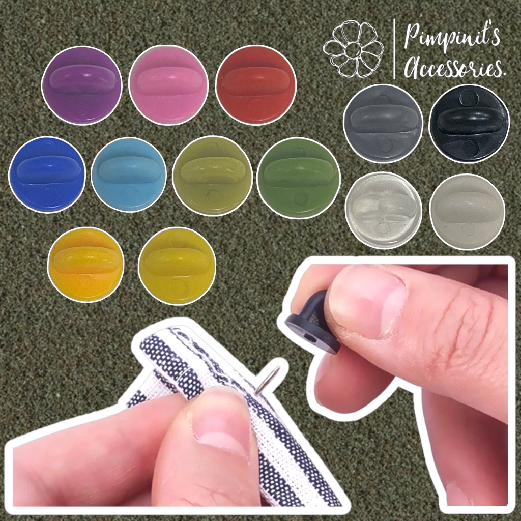 ร้านในไทยพร้อมส่ง : แป้นหลังเข็มกลัดแบบยางรูปวงกลม | Round Rubber Clutch Brooch / Pin Buckle Button Clasps.