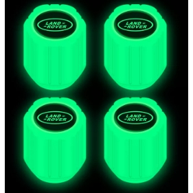 4ชิ้นส่องสว่างวาล์ว C APS ที่มีโลโก้เรืองแสงสีเขียวยางวาล์ว C APS รถยนต์รถจักรยานยนต์จักรยานดุมล้อเรืองแสงวาล์วปกยางตกแต