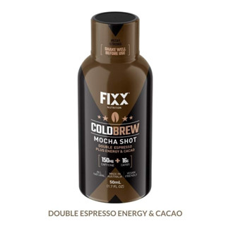 FIXX Cold Brew Coffee Shot : Double Espresso + Energy ขนาด 50 ml. กาแฟช็อตให้พลังงานและคาเฟอีน สำหรับออกกำลังกาย