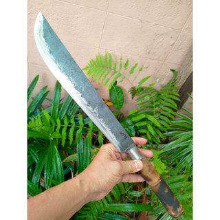 มีดมาเชเต้ (Machete) มีดสปาต้า มีดควาญ มีดเหน็บ อีเหน็บ มีดเดินป่า มีดแคมป์ 12.4” Sup9 ผิวไฟ ด้ามไผ่ คอกั่นมีดอลูมิเนียม