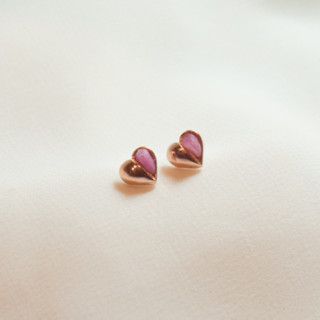 เครื่องประดับ Rock Me Jewelry รุ่น Mini Heart Earrings ต่างหู ทองเหลือง ประดับพลอย