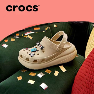 【จัดส่งทันที】🏖️OUTLETS CROCS CLASSIC CRUSH CLOG 7 ซม. เสริมส้น เหมาะกับเดินชายหาด สไตล์คลาสสิก สําหรับผู้หญิง 207521