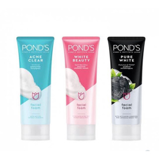 พอนด์ส โฟมล้างหน้า 50ก. PONDS Facial Foam Cleanser 50g(แพ็ค 3 หลอด.(โฟมพอนด์,คลีนเซอร์,ผลิตภัณฑ์ทำความสะอาดผิวหน้า)🖤💗