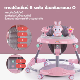 EvianAngel รถหัดเดินเด็กรถเ XB06 รถเด็กหัดเดิน รถหัดเดิน รถขาไถ Baby Walker มีเพลง มีไฟ ที่นั่งปรับได้
