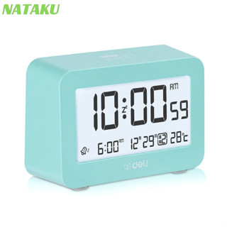 Nataku นาฬิกาปลุกดิจิตอล นาฬิกาดิจิตอล หน้าจอLCD พร้อมแสดงวันที่ เดือน สัปดาห์ และแสดงอุณหภูมิ ดีไซต์ทันสมัย วัสดุทนทาน