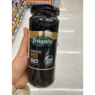 Pitted Spanish Black Olives ( Fragata Brand ) 330 G. มะกอกดำ ไม่มีเมล็ด ในน้ำเกลือ ( ตรา ฟรากาตา ) พิทเต็ด สแปนิช แบล็ก โอลีฟ