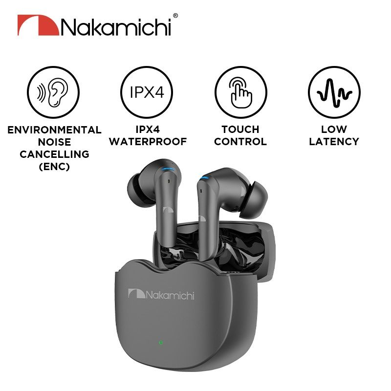 Nakamichi TW018ENC True Wireless Earbuds Bluetooth Earphone TWS HD Wireless Earbuds In-ear with Stereo Mic and Charging Box