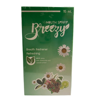 BREEZY MOUTH SPRAY บรีซซี่ เมาท์ สเปรย์ 15 ml. สเปรย์สำหรับช่องปาก ผสมสารสกัดจากดอกคาโมมายล์และสารสกัดจากธรรมชาติ