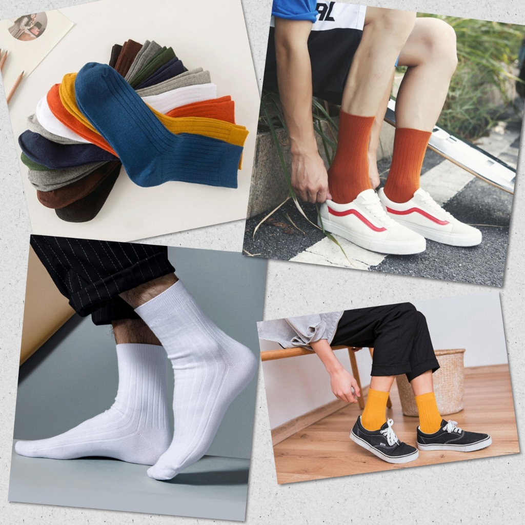 👉 ถุงเท้า สีพื้น ถุงเท้าแฟชั่น หนานุ่ม กันลื่น 👉