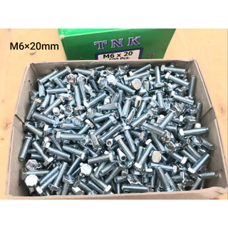 สกรูน็อตตัวผู้+ตัวเมียมิลขาวเบอร์ #10 M6x20mm (ราคาต่อแพ็คจำนวน 50 ชุด) เกลียวตลอด 1.00mm แข็งแรงได้มาตรฐาน