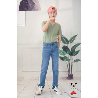 TBY JEANS ยีนส์ทรง Slim ยืด เนื้อพรีเมี่ยม ฟอกสีไบโอกึ่งซีด TY1598