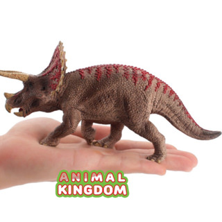 Animal Kingdom - โมเดลไดโนเสาร์ Triceratops แถบแดง ขนาด 20.50 CM (จากหาดใหญ่)